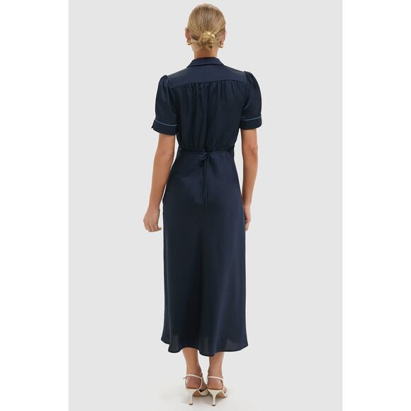 TUCKERNUCK Navy Satin Bellamy Dress Size S NWT Retail $268 Tuckernuck - Picture 2 of 7